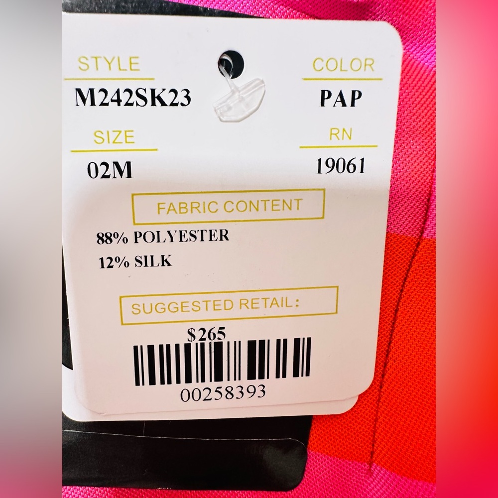 Doncaster NWT Pink Orange Striped Pencil Skirt 2 Silk Blend Midi Career Party - Picture 7 of 11